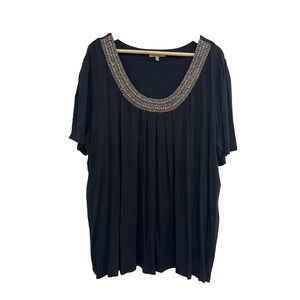 Bordeaux Women Short Sleeve Top Basic Tunic Oversiz rayon Black Size 3X A001968